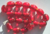 20 12x8mm Red Silver Foil Oval